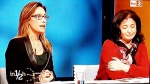 Ilaria Cucchi, Lucia Uva (d) e il segretario generale del Sindacato Autonomo di Polizia, Gianni Tonelli, durante la trasmissione 