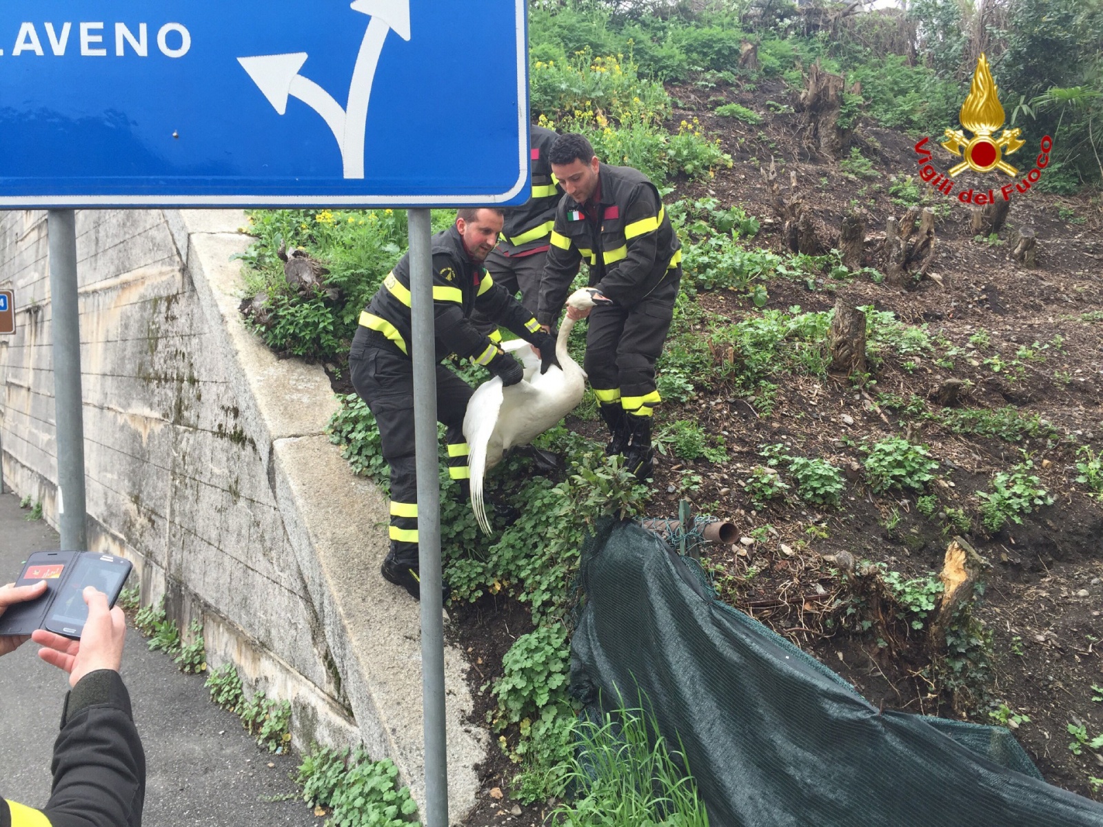 L’intervento dei vigili del fuoco luinesi