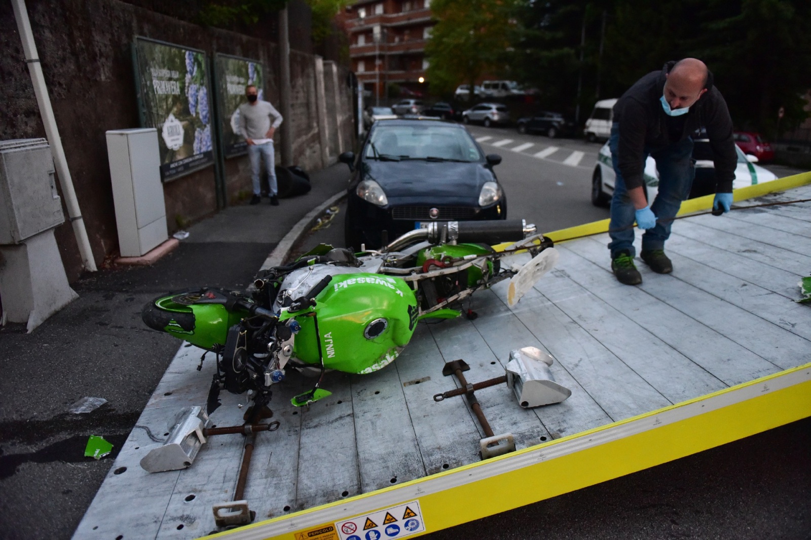 Il luogo del tragico incidente in via Rovereto