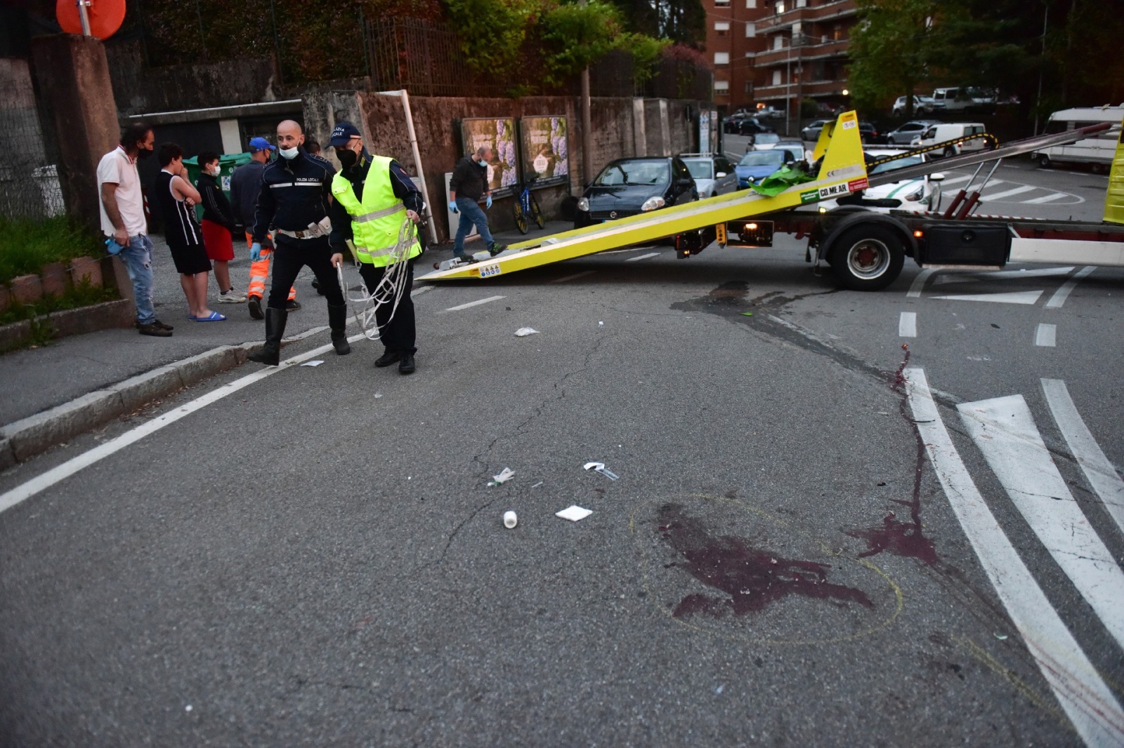 Il luogo del tragico incidente in via RoveretoMORTALE CON LA MOTO IN VIA ROVERETO A SAN FERMO