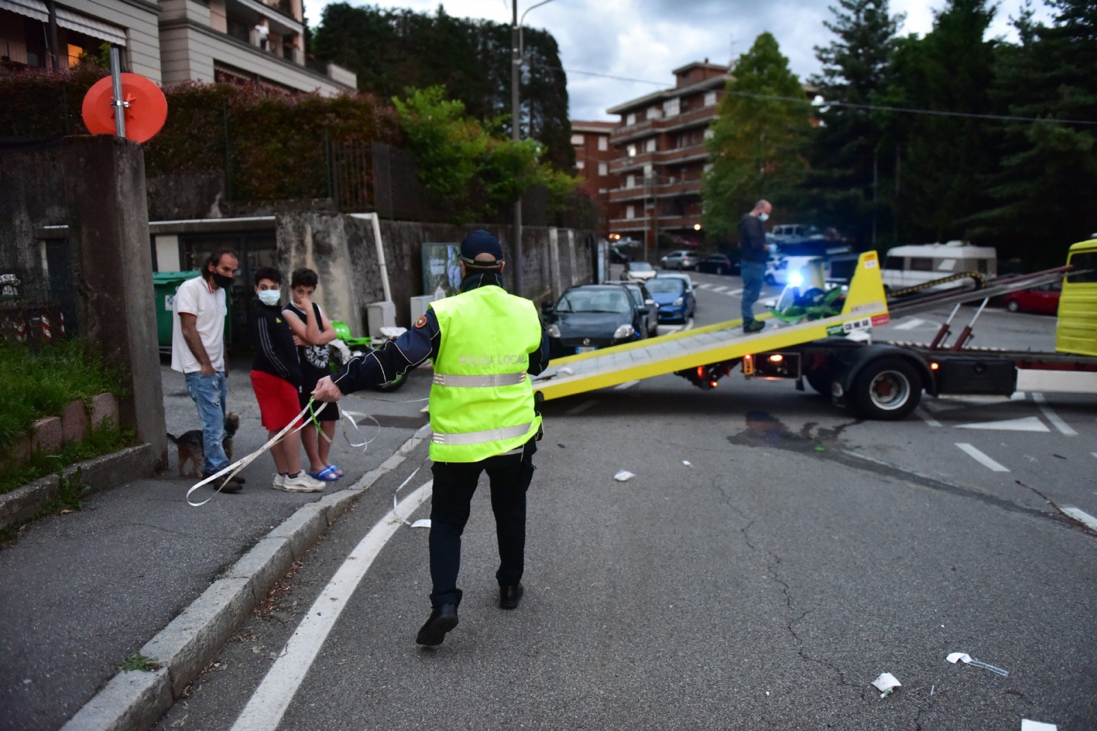 Il luogo del tragico incidente in via Rovereto