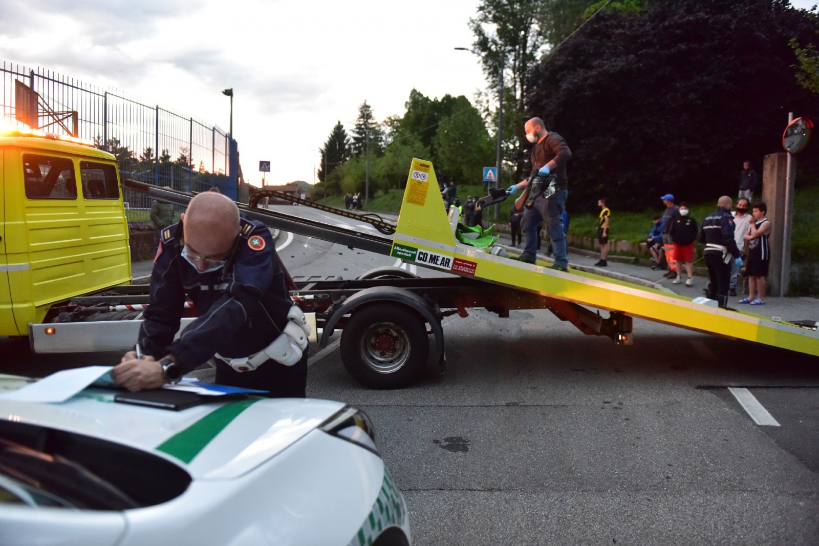 Il luogo del tragico incidente in via Rovereto