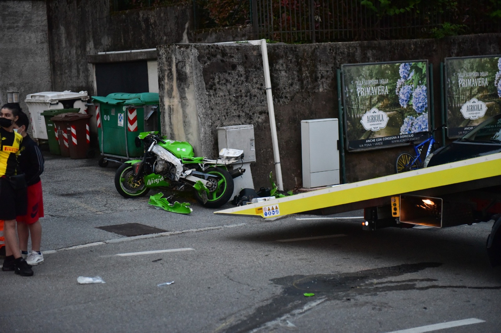 Il luogo del tragico incidente in via Rovereto