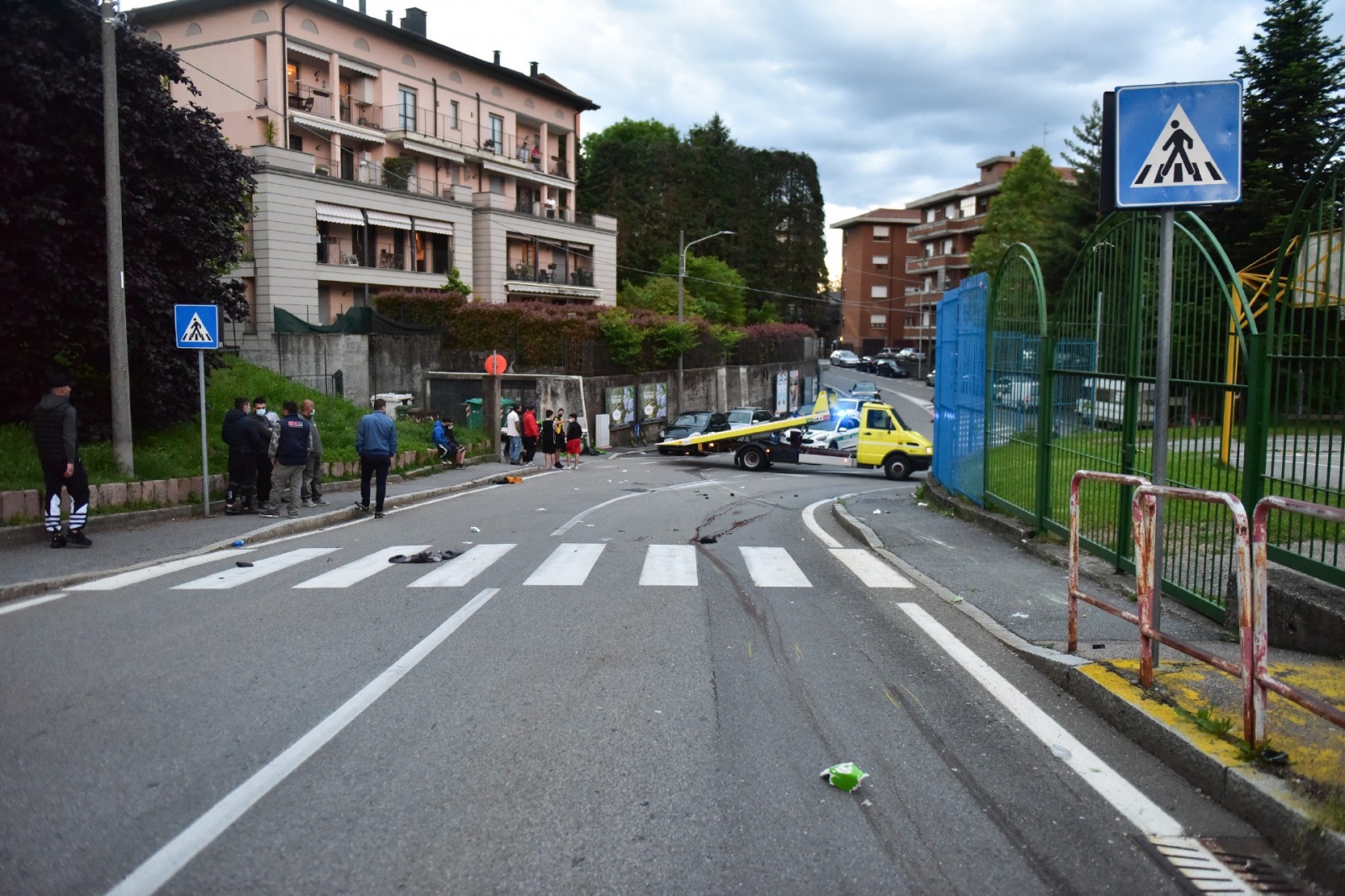 Il luogo del tragico incidente in via Rovereto