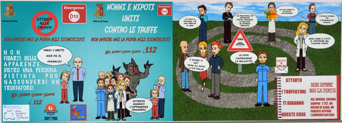 VARESE PREMIAZIONE CONCORSO NONNI E NIPOTI INSIEME CONTRO LE TRUFFE AI GIARDINI ESTENSI NELLA FOTO DISEGNO SCUOLA CRESPI BUSTO ARSIZIO