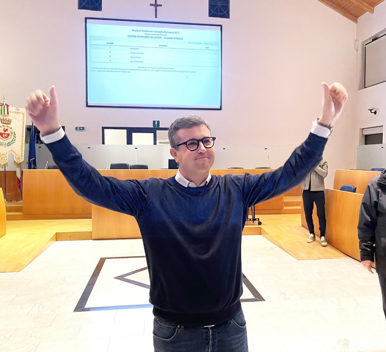GALLARATE ELEZIONI COMUNALI 2021 NELLA FOTO DAVIDE CASSANI IN TRIONFO