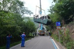SACRO MONTE SMONTAGGIO CABINE FUNICOLARE PER REVISIONE GENERALE NELLA FOTO SECONDA CABINA