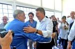 CASTIGLIONE OLONA MATTEO RENZI IN VISITA ALLA NAU OCCHIALI CON MARIACHIARA GADDA, DAVIDE GALIMBERTI, STEFANO MALERBA, GIANPAOLO ERMOLLI NELLA FOTO CON GUIDO BORGHI