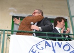 GORNATE OLONA VARESE BOSSI MARONI E GRIMOLDI ALL'INAUGURAZIONE DELLA SEDE LEGA NORD NELLA FOTO BOSSI MARONI