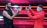 (L-R) Italian singers Marco Mengoni and Lazza on stage at the Ariston theatre during the 73rd Sanremo Italian Song Festival, in Sanremo, Italy, 11 February 2023. The music festival will run from 07 to 11 February 2023. ANSA/ETTORE FERRARI