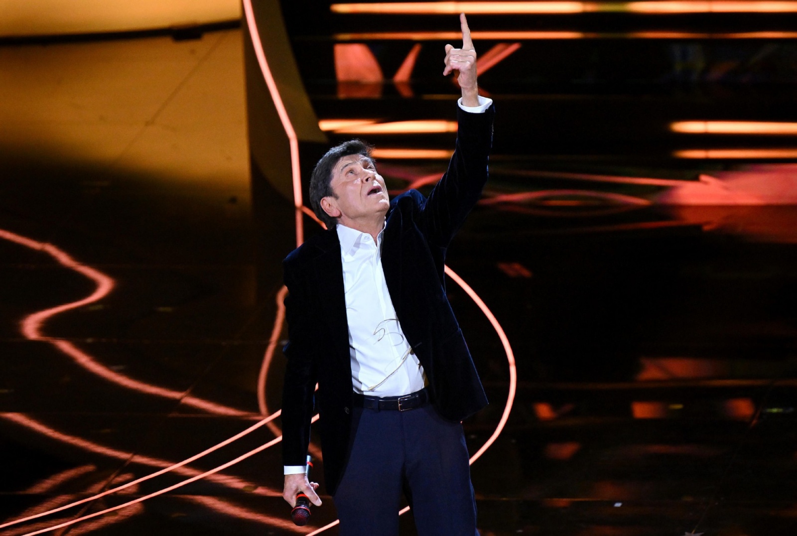 Italian singer and Sanremo Festival co-host Gianni Morandi performs on stage at the Ariston theatre during the 73rd Sanremo Italian Song Festival, in Sanremo, Italy, 11 February 2023. The music festival will run from 07 to 11 February 2023. ANSA/ETTORE FE