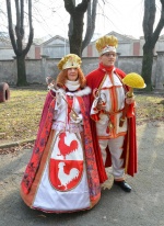 GALLARATE VINCENZO D’ALESIO RE RISOTTO E REGINA LUGANIGHETTA CONSEGNA CHIAVI PER INZIO CARNEVALE 2023 CON SINDACO CASSANI PRESSO ASILO VIA POMA