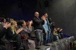 BUSTO ARSIZIO. BAFF 2023. ALCUNI DEI PROTAGONISTI DELLA SERIE ÒMARE FUORIÓ OSPITI DELLA SERATA INCONTRANO IL PUBBLICO NELLA FOTO TRE DETENUTI OSPITI DELLA SERATA
