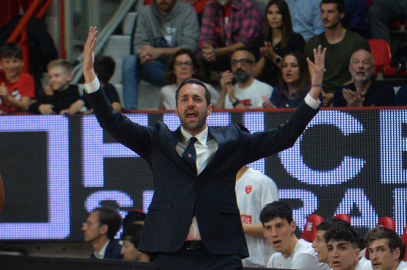VARESE. BASKET LBA. OPENJOBMETIS VARESE-HAPPY CASA BRINDISI NELLA FOTO BRASE