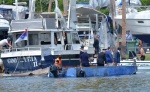 SESTO CALENDE. OPERAZIONE RECUPERO BARCA AFFONDATA IN LOCALITAÕ LISANZA NELLA FOTO ARRIVO AL CANTIERE PICCALUGA