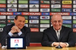 AC Milan President Silvio Berlusconi (L) with Ceo Adriano Galliani during the press conference at the Milanello sportive center in Carnago, Italy, 23 February 2013. ANSA/LIVIO ANTICOLI