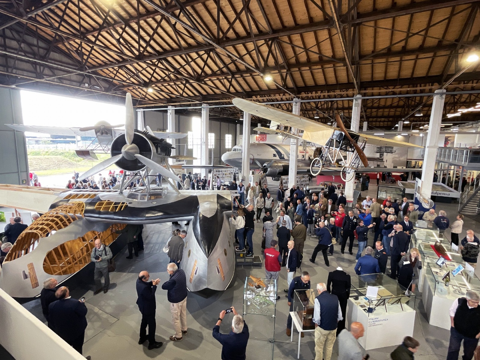 MALPENSA INAUGURAZIONE DELLA RICOSTRUZIONE AEREO S55 SIAI MARCHETTI DI ITALO BALBO A VOLANDIA
