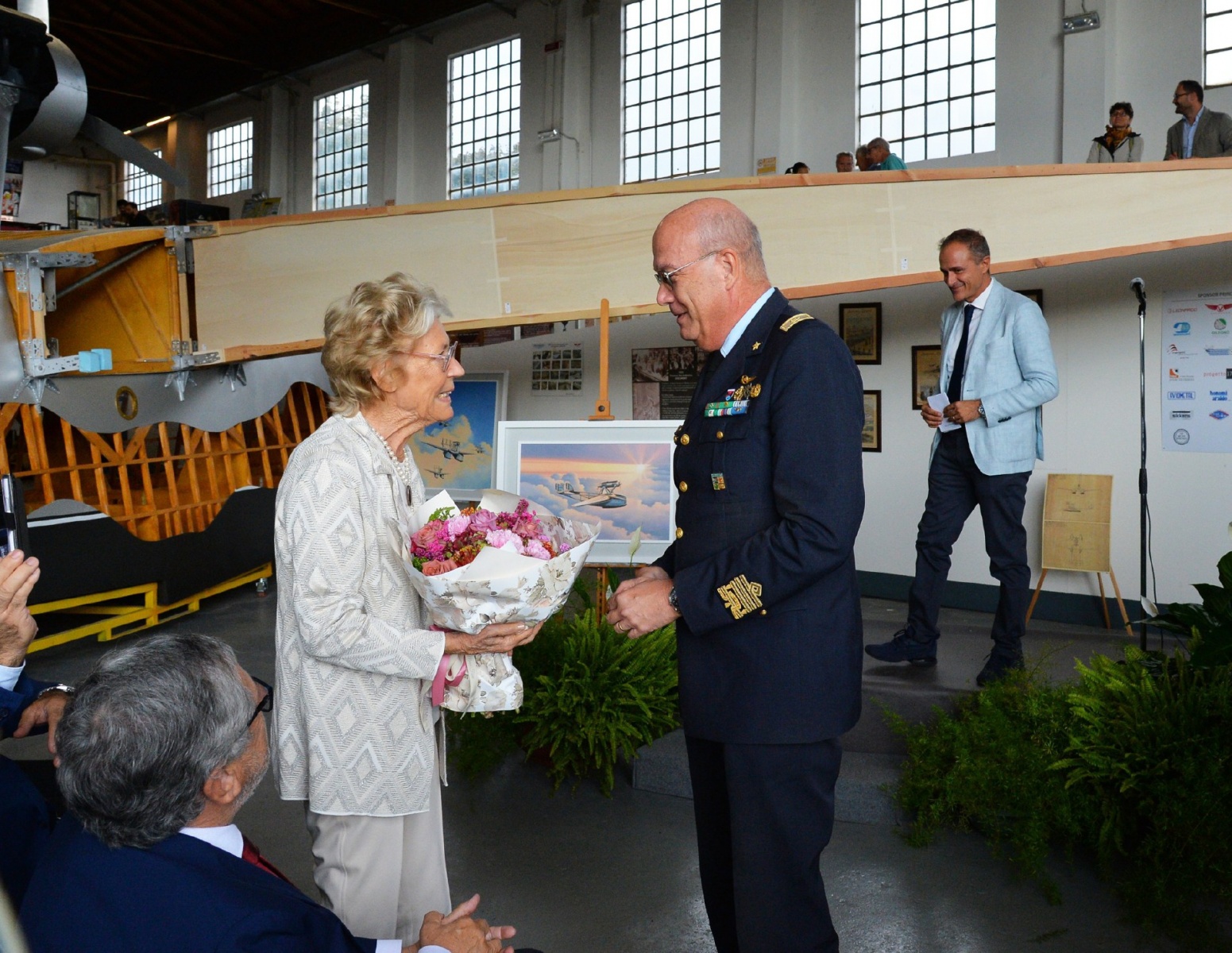 MALPENSA INAUGURAZIONE DELLA RICOSTRUZIONE AEREO S55 SIAI MARCHETTI DI ITALO BALBO A VOLANDIA
