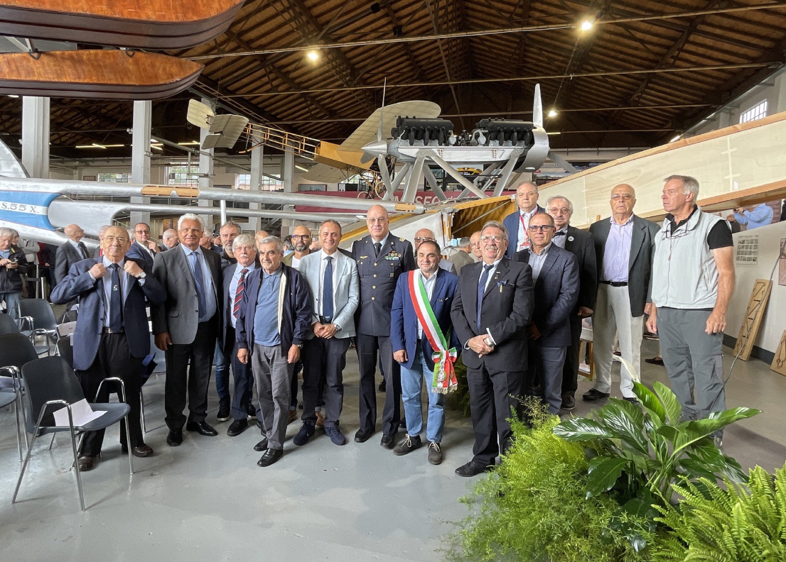 MALPENSA INAUGURAZIONE DELLA RICOSTRUZIONE AEREO S55 SIAI MARCHETTI DI ITALO BALBO A VOLANDIA
