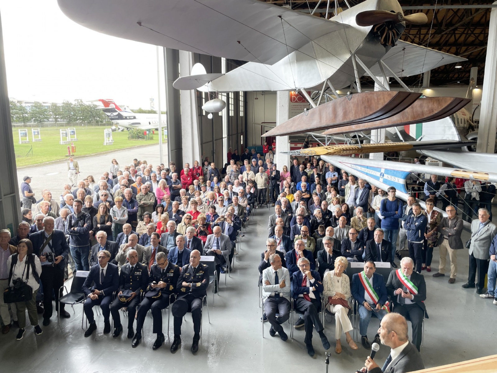 MALPENSA INAUGURAZIONE DELLA RICOSTRUZIONE AEREO S55 SIAI MARCHETTI DI ITALO BALBO A VOLANDIA