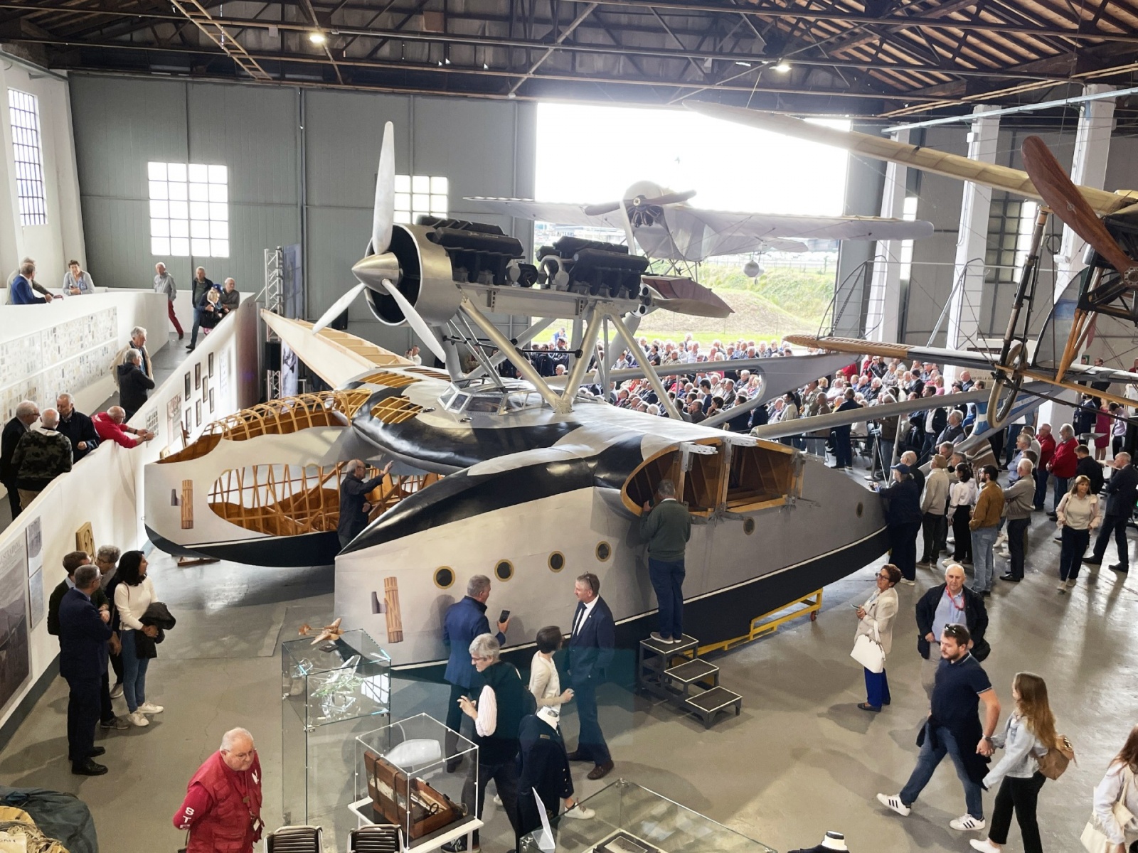 MALPENSA INAUGURAZIONE DELLA RICOSTRUZIONE AEREO S55 SIAI MARCHETTI DI ITALO BALBO A VOLANDIA
