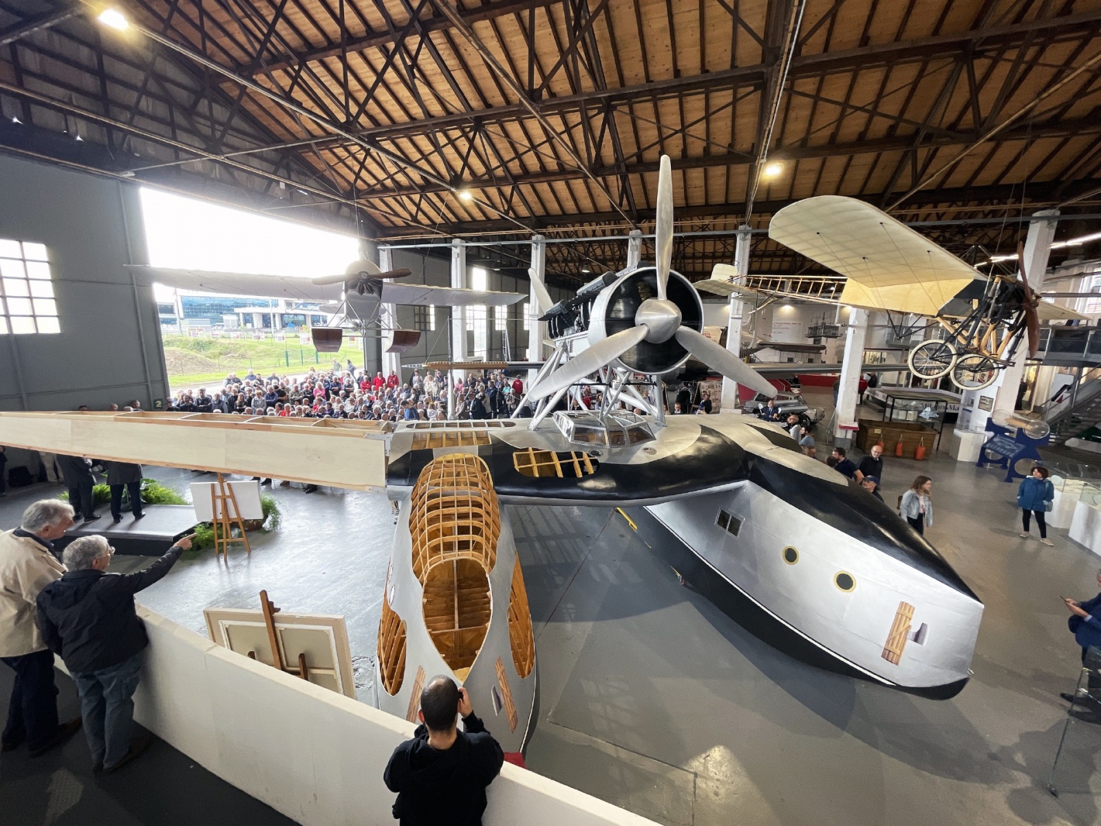 MALPENSA INAUGURAZIONE DELLA RICOSTRUZIONE AEREO S55 SIAI MARCHETTI DI ITALO BALBO A VOLANDIA