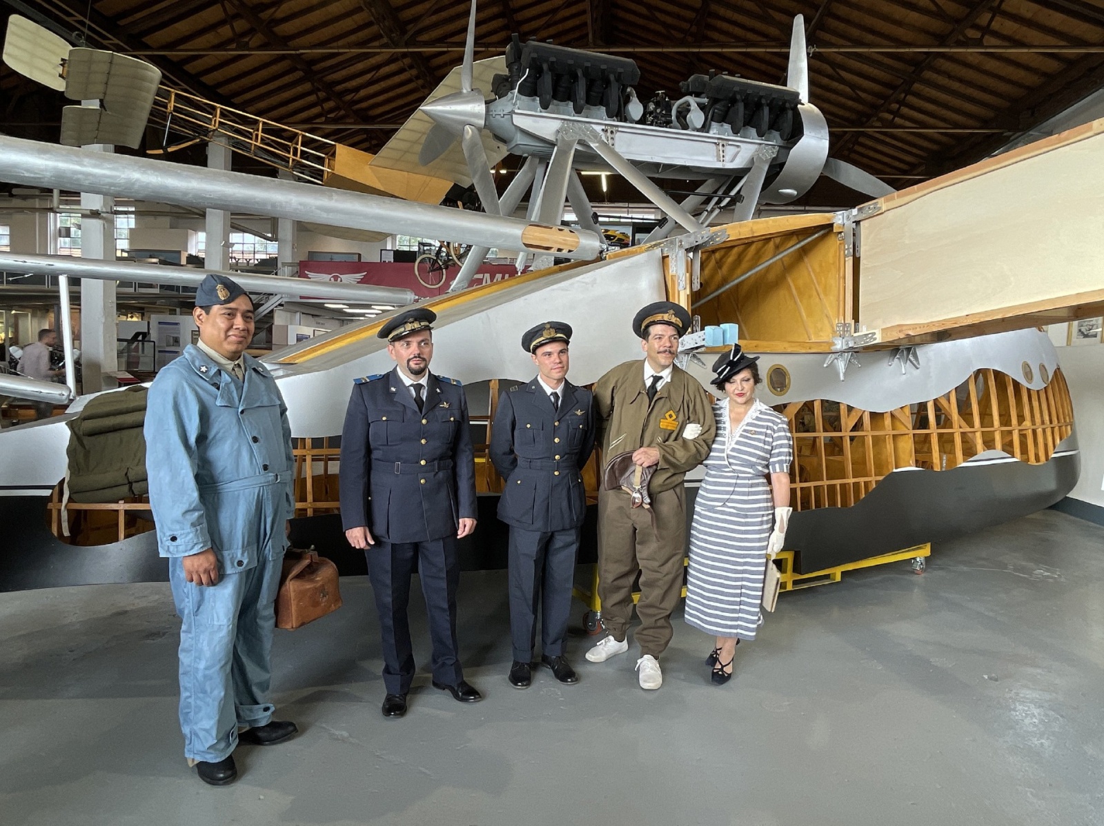 MALPENSA INAUGURAZIONE DELLA RICOSTRUZIONE AEREO S55 SIAI MARCHETTI DI ITALO BALBO A VOLANDIA