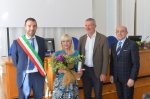 VARESE. ONORIFICENZE REPUBBLICA ITALIANA 2023 A VILLA RECALCATI CON PREFETTO SALVATORE PASQUARIELLO NELLA FOTO CAVALIERE MARIA RITA CARDINALI