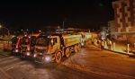 VARESE. COLLAUDO STATICO, PROVA DI CARICO, NUOVO PONTE LARGO FLAIANO CON 12 CAMION NELLA NOTTE TRA IL 29 E IL 30 GENNAIO NELLA FOTO