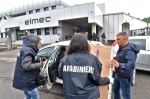 BRUNELLO. FURTO DITTA ELMEC INFORMATICA. SFONDATO IL CANCELLO DOPO AVER BLOCCATO LA STRADA CON VARI MEZZI. NELLA FOTO