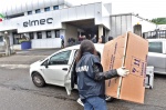 BRUNELLO. FURTO DITTA ELMEC INFORMATICA. SFONDATO IL CANCELLO DOPO AVER BLOCCATO LA STRADA CON VARI MEZZI. NELLA FOTO