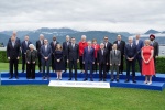 G7 Economia e Finanze, hand shake e foto family con il ministro dell'Economia e Finanze italiano, Giancarlo Giorgetti, e il Governatore della Banca d’Italia Fabio Panetta, a Stresa (Vb), 24 maggio 2024 ANSA/JESSICA PASQUALON