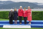 Le donne presenti al G7: Janet Yellen, Chrystia Freeland, Christine Lagarde, Kristalina Georgieva e Lindsay Whyte. G7 Economia e Finanze, hand shake e foto family con il ministro dell'Economia e Finanze italiano, Giancarlo Giorgetti, e il Governatore dell