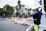 G7 Economia e Finanze, la zona rossa davanti all'hotel che ospita alcuni incontri del summit tra ministri a Stresa (Vb), 23 maggio 2024 ANSA/JESSICA PASQUALON