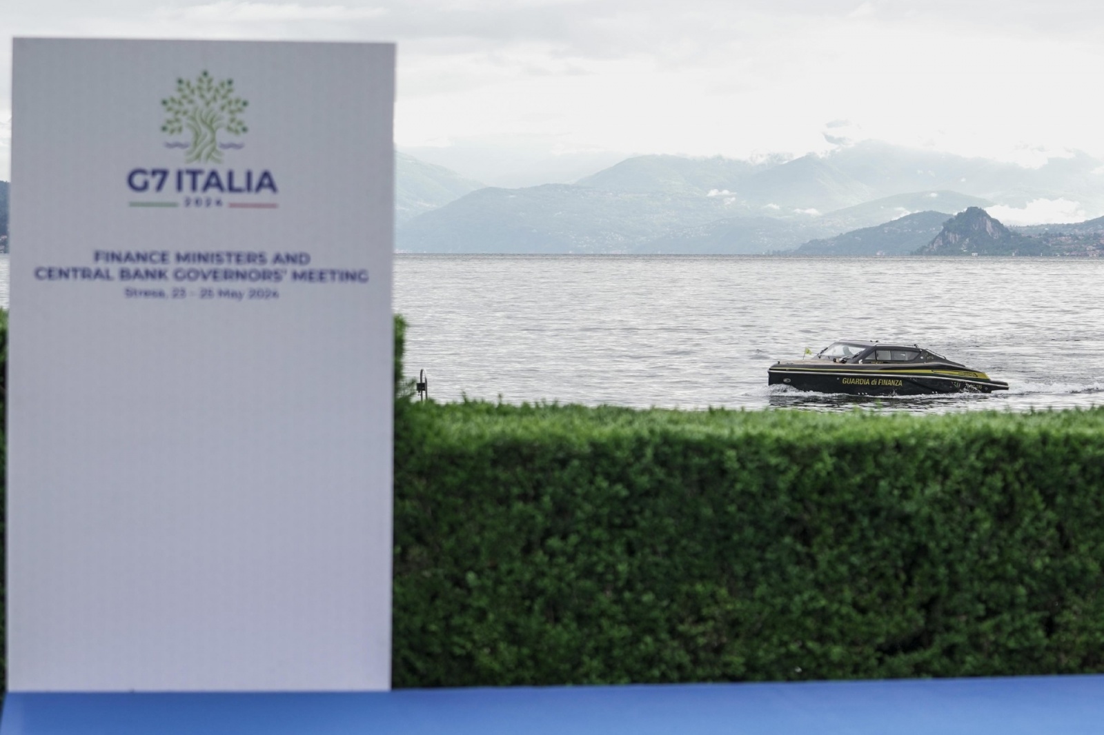 G7 Economia e Finanza, i controlli nella zona rossa a terra e in acqua. Stresa, Verbania, 24 maggio 2024 ANSA/JESSICA PASQUALON