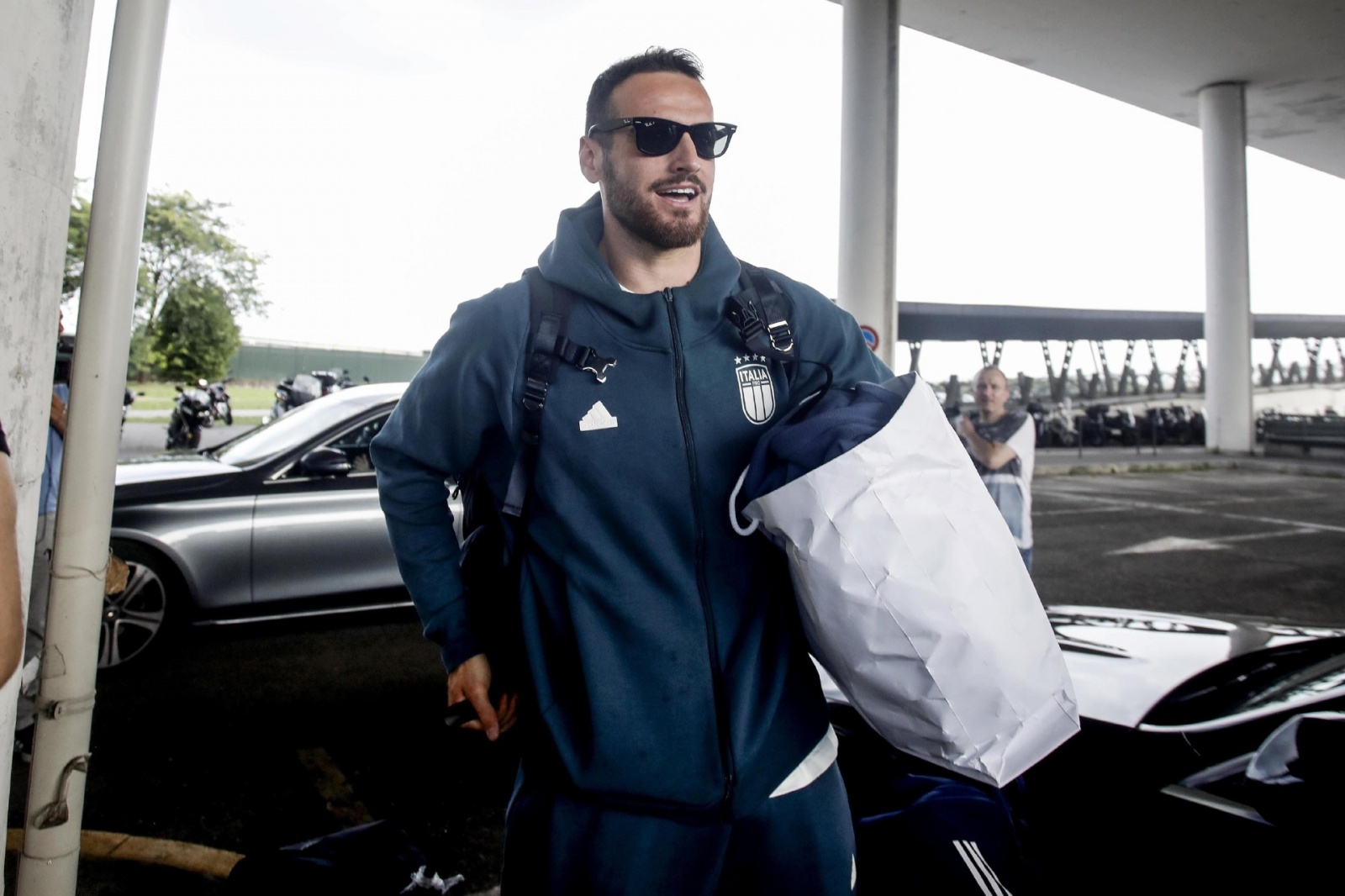 Federico Gatti upon his arrival at Milan Malpensa airport after the defeat in the Uefa Euro 2024 round of 16, Milan, Italy, 30 June 2024. ANSA/MOURAD BALTI TOUATI