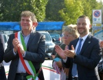 CASTRONNO. CERIMONIA PER CENTENARIO AUTOSTRADA MILANO VARESE ALL’AREA DI SERVIZIO BRUGHIERA EST E SCOPERTURA INSTALLAZIONE DELL’ARTISTA MARTINOLI NELLA FOTO SINDACO MIRKO ZORZO ALBIZZATE