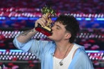 Italian singer Olly poses with the trophy the Sanremo Italian Song Festival on stage at the Ariston theatre during the 75th edition of the Sanremo Italian Song Festival, in Sanremo, Italy, 15 February 2025. The music festival will run from 11 to 15 Februa