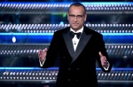 Sanremo Festival host and artistic director Carlo Conti on stage at the Ariston theatre during the 75th edition of the Sanremo Italian Song Festival, in Sanremo, Italy, 15 February 2025. The music festival will run from 11 to 15 February 2025. ANSA/ETTORE