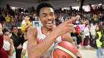 VARESE. BASKET LBA. OPENJOBMETIS VARESE-GIVOVA SCAFATI NELLA FOTO FINALE HANDS ESULTANTE
