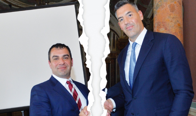 Ross Pelligra, presidente della holding australiana,  e Luis Scola, ad della Pallacanestro Varese (foto Blitz)