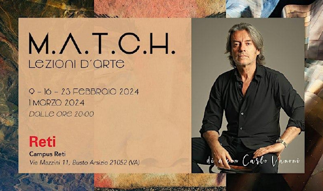 La locandina di MATCH, gli appuntamenti con l’arte di Reti a cura di Carlo Vanoni (Foto Redazione)