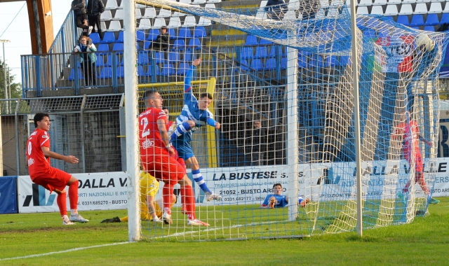 Il gol di Stanzani nella partita di andata (foto Agenzia Blitz)