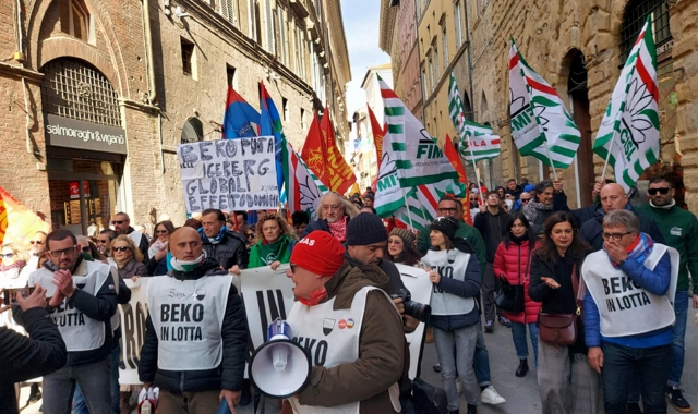 Una delle ultime manifestazioni dei lavoratori Beko