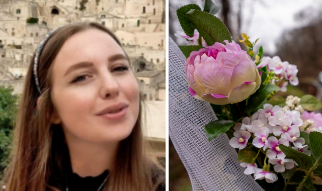 In alto Vanessa Fino, la ventisettenne morta dopo l’incidente avvenuto giovedì pomeriggio in Valganna sulla statale 233, e il ricordo della zia della ragazza. Qui sopra, fiori sul luogo dello schianto in cui sono rimasti feriti i fratelli di Vanessa