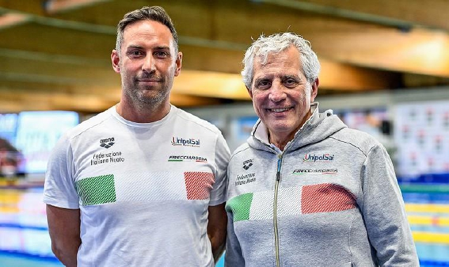 Marco Pedoja con Cesare Butini, direttore tecnico della nazionale di nuoto