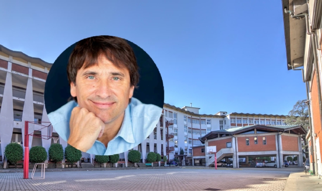 Lo psicologo Matteo Lancini. Sullo sfondo l’istituto Maria Ausiliatrice di Varese