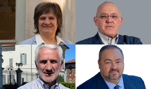 I quattro candidati. Da sinistra in senso orario: Cristina Borroni, Mino Caputo, Luciano Lista e Paolo Pagani