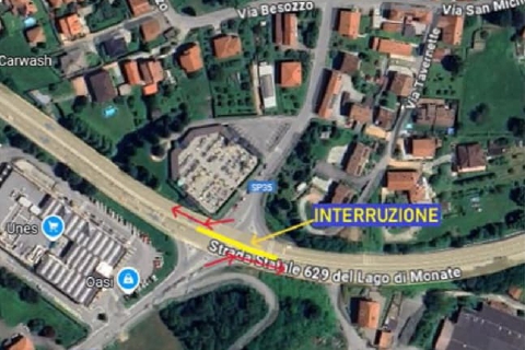 Arriva la nuova rotonda, statale 629 interrotta a Malgesso