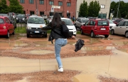 «Qui è ancora un lago», pozzanghere nei parcheggi del campus